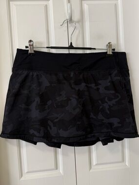 Lululemon Pace Rival Mid-Rise Skirt Black Camo | Size 8